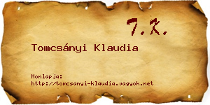 Tomcsányi Klaudia névjegykártya