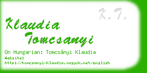 klaudia tomcsanyi business card